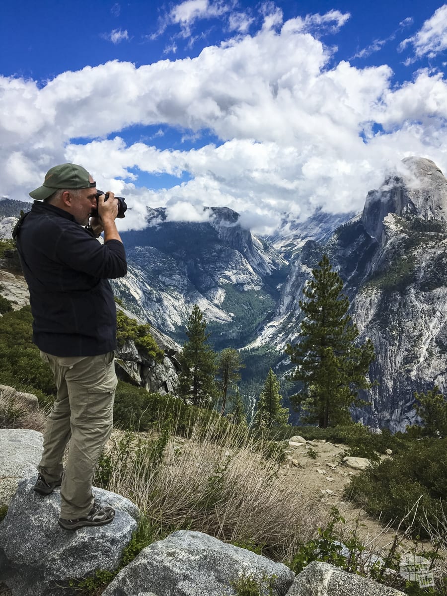 Grant working on a shot of Half Dome