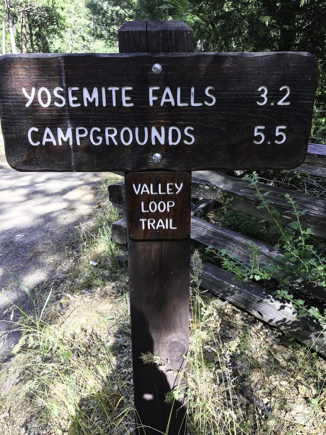 Yosemite Valley Loop Trail signs direct the way...most of the time.