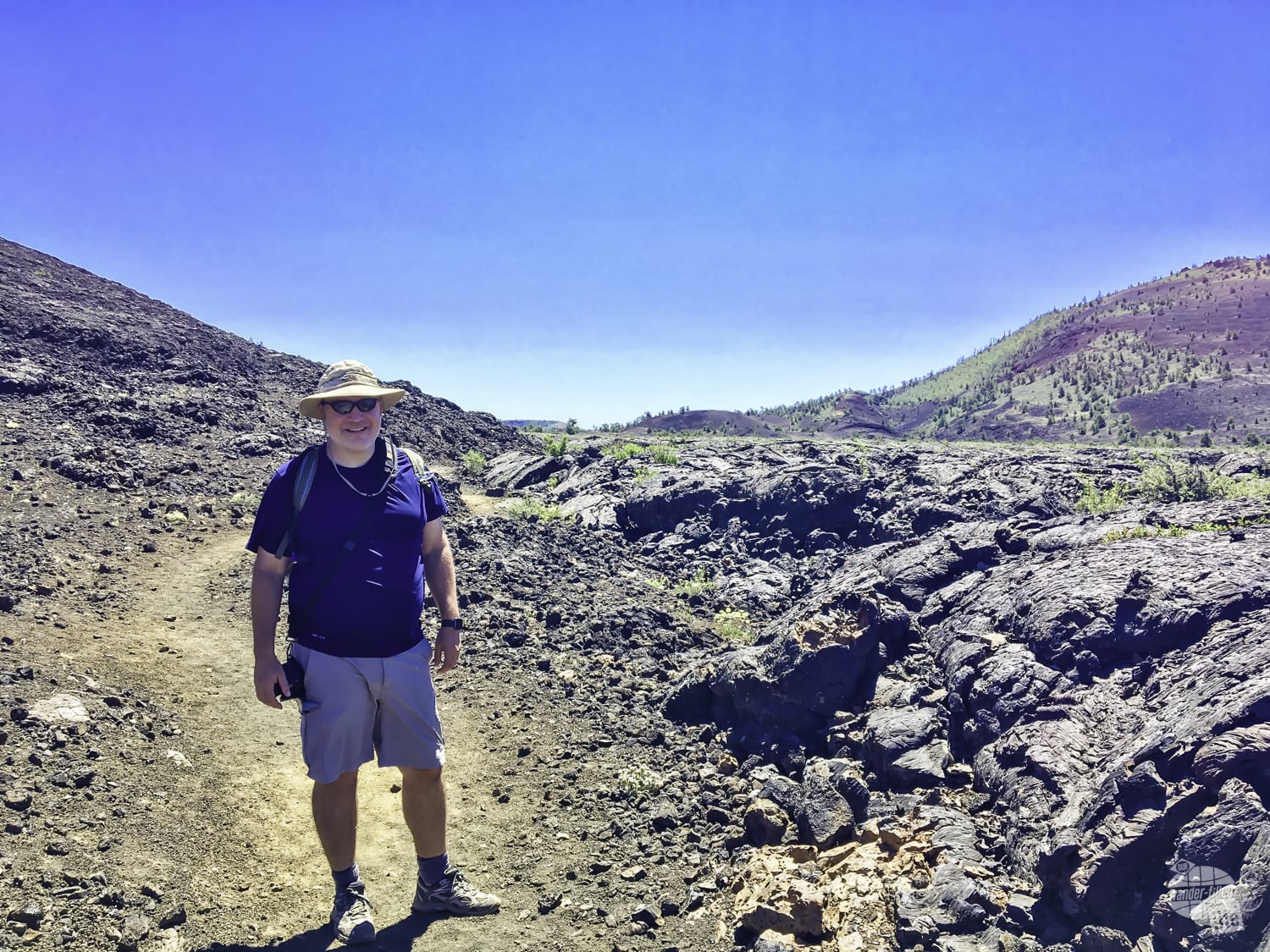 Grant on the trail in Craters of the Moon National Monument