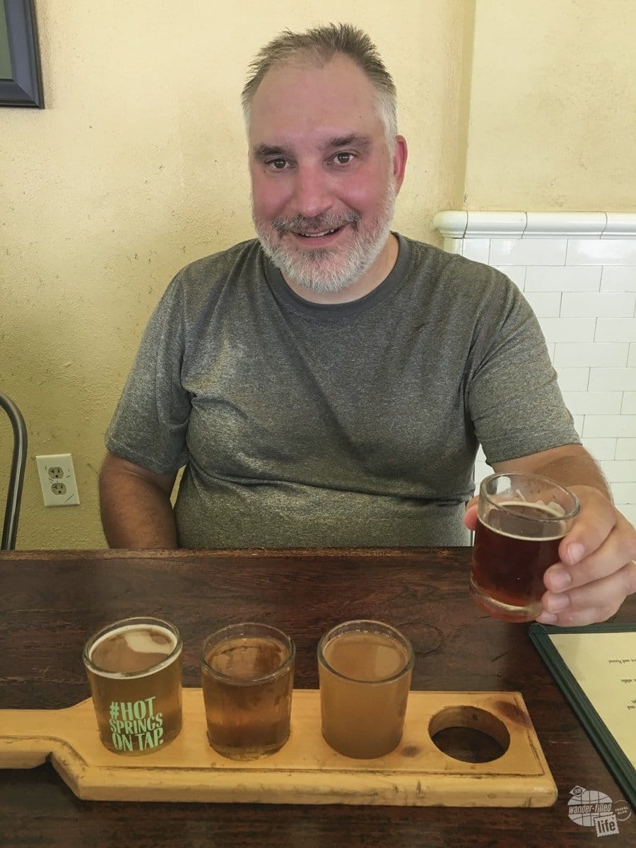 A flight at the brewery in Hot Springs NP.