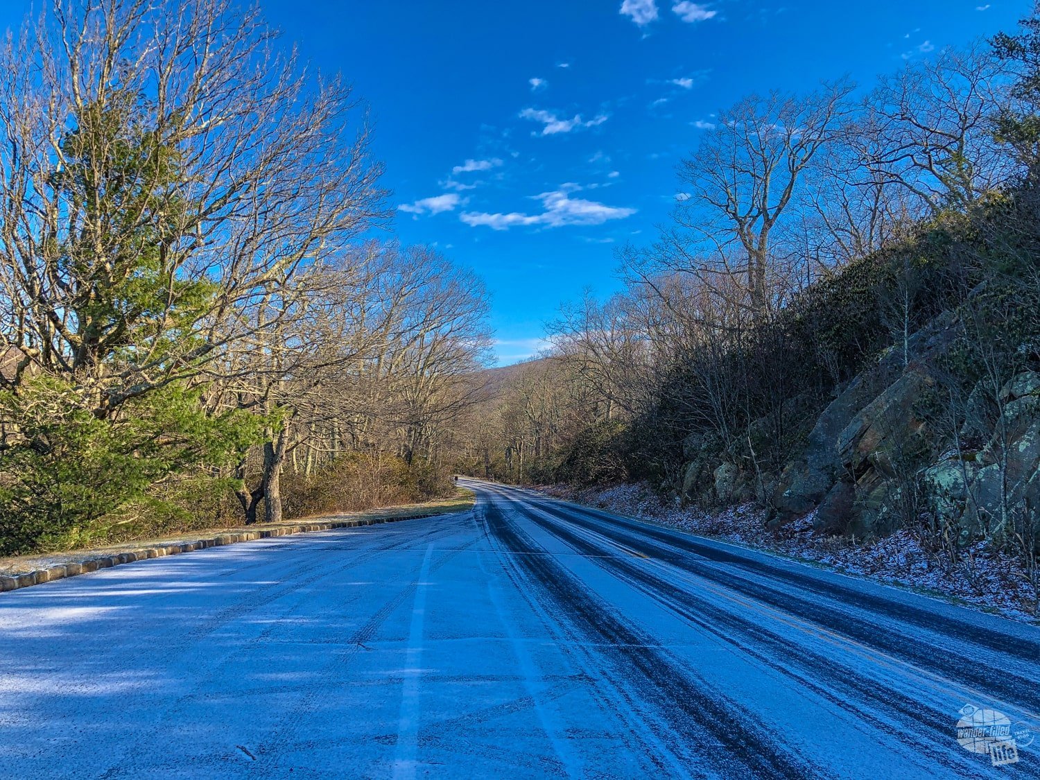 Just a dusting of snow on the Blue Ridge Parkway north of Roanoke.