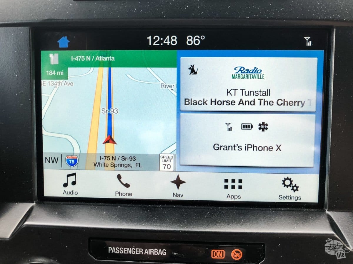 The "home screen" of the Ford F-150 SYNC 3 system.