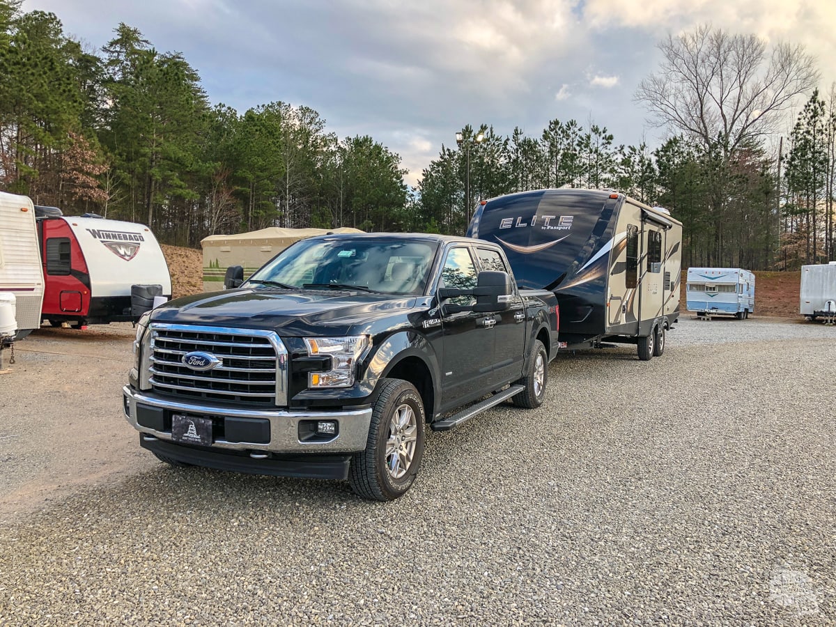 The new F-150 towing the camper
