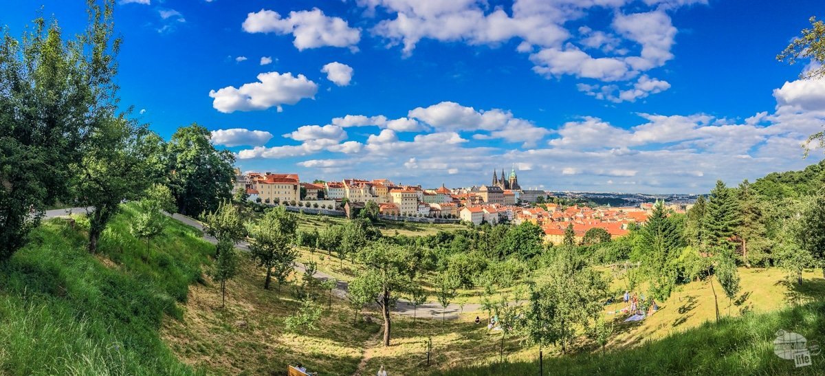 A panorama of the Prague Castle from Petrin Hill