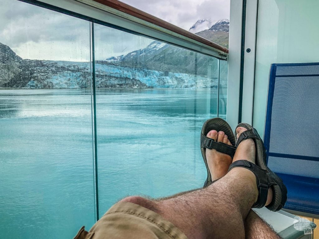Why balconies are great on an Alaskan cruise. Oh, don't try the sandals thing unless you have serious tolerance for cold.