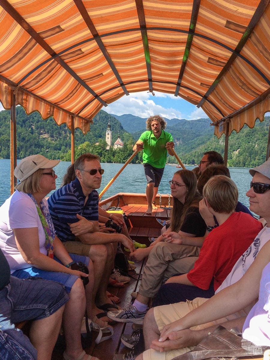 Cruising on a pletna boat on Lake Bled