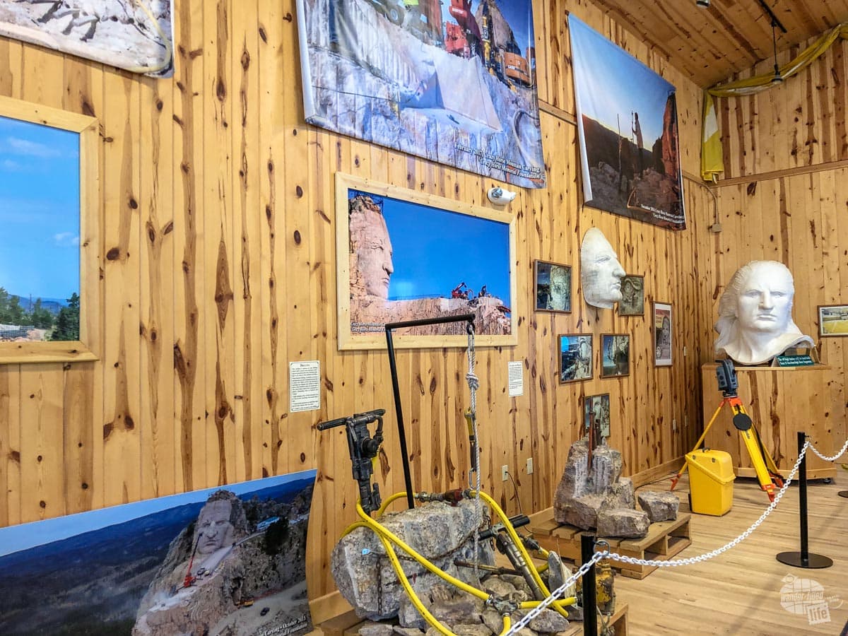 An exhibit at the Crazy Horse Memorial on the tools used to sculpt the rock.