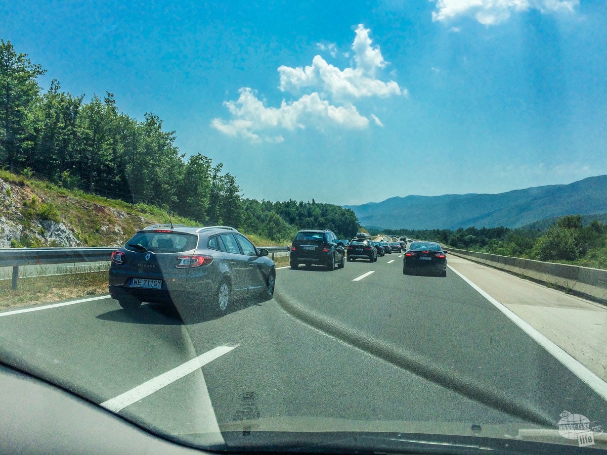 Holiday traffic on the way to Split, Croatia.