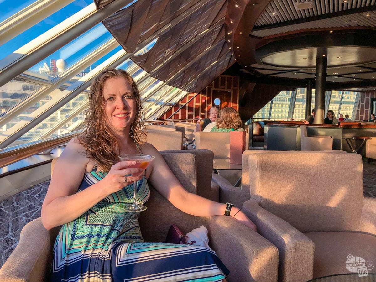 The Spinnaker Lounge aboard the Norwegian Sky was easily our favorite bar on the boat. It's reasonably quiet and has great views.