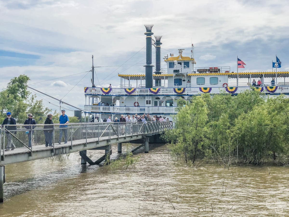 The Creole Queen riverboat stops at Chalmette Battlefield twice a day.