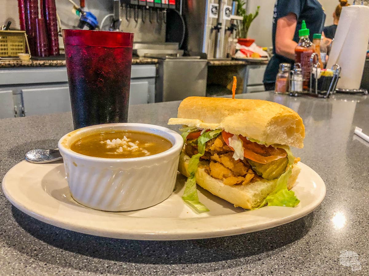 Gumbo and shrimp poboy from the Cajun Kitchen.