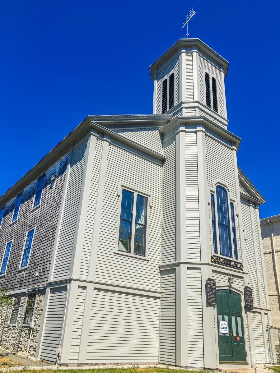 The Seaman's Bethel, a nondenominational chapel for sailors erected by the folks in New Bedford to help the sailors find God.