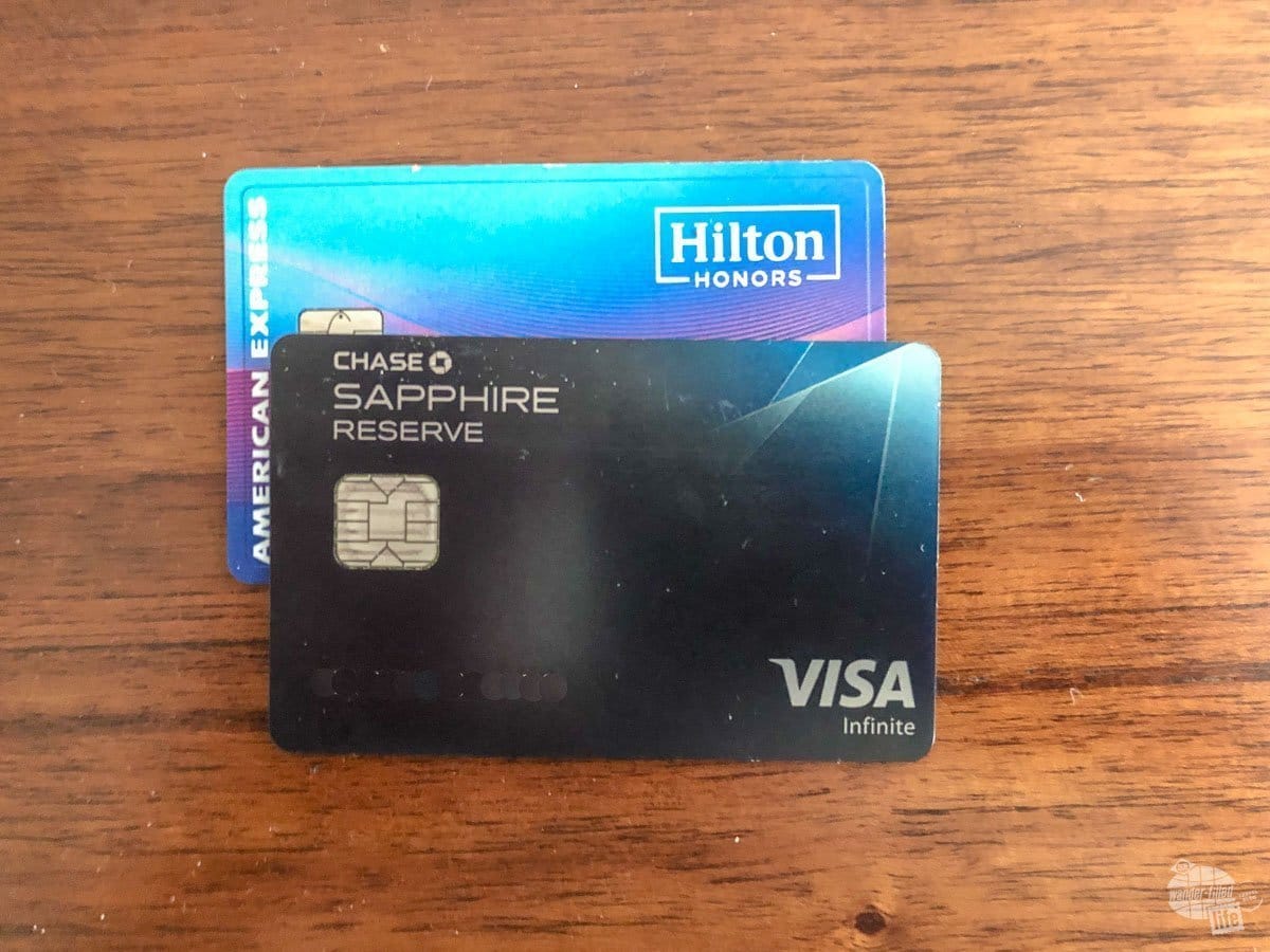 The Hilton Honors Ascend American Express and the Chase Sapphire Reserve are our two primary travel credit cards. (Personal Info edited out.)