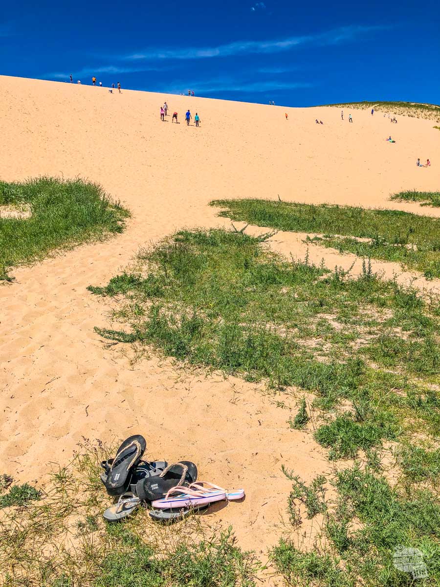 It takes a lot to get to the top of the dunes at the Dune Climb.