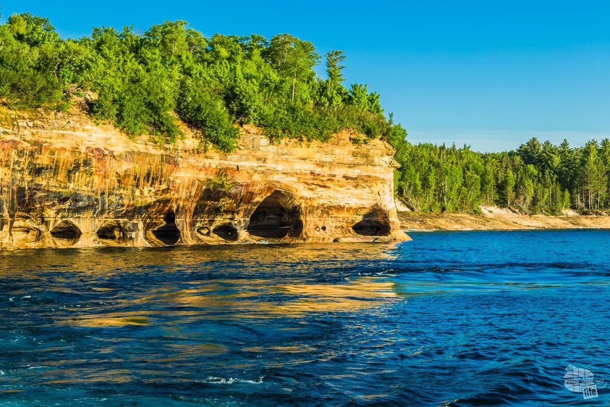Sandstone arches on Lake Superior on the Pictured Rocks Scenic Cruise.