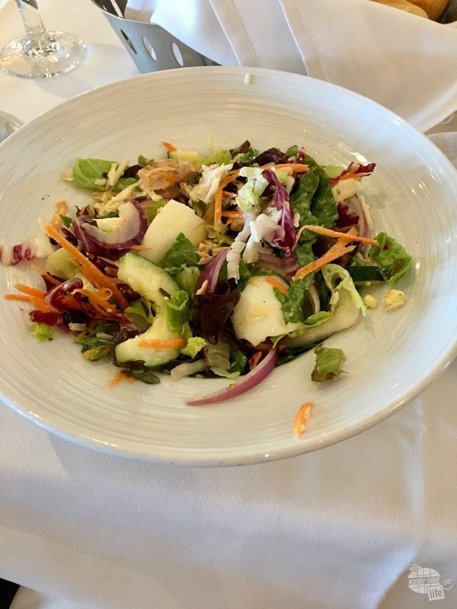 The entree salad from the lunch service in the main dining room. Cruise tip: the main dining room aboard Royal Caribbean ships is absolutely great for breakfast and lunch... Much less crowded than the buffet.