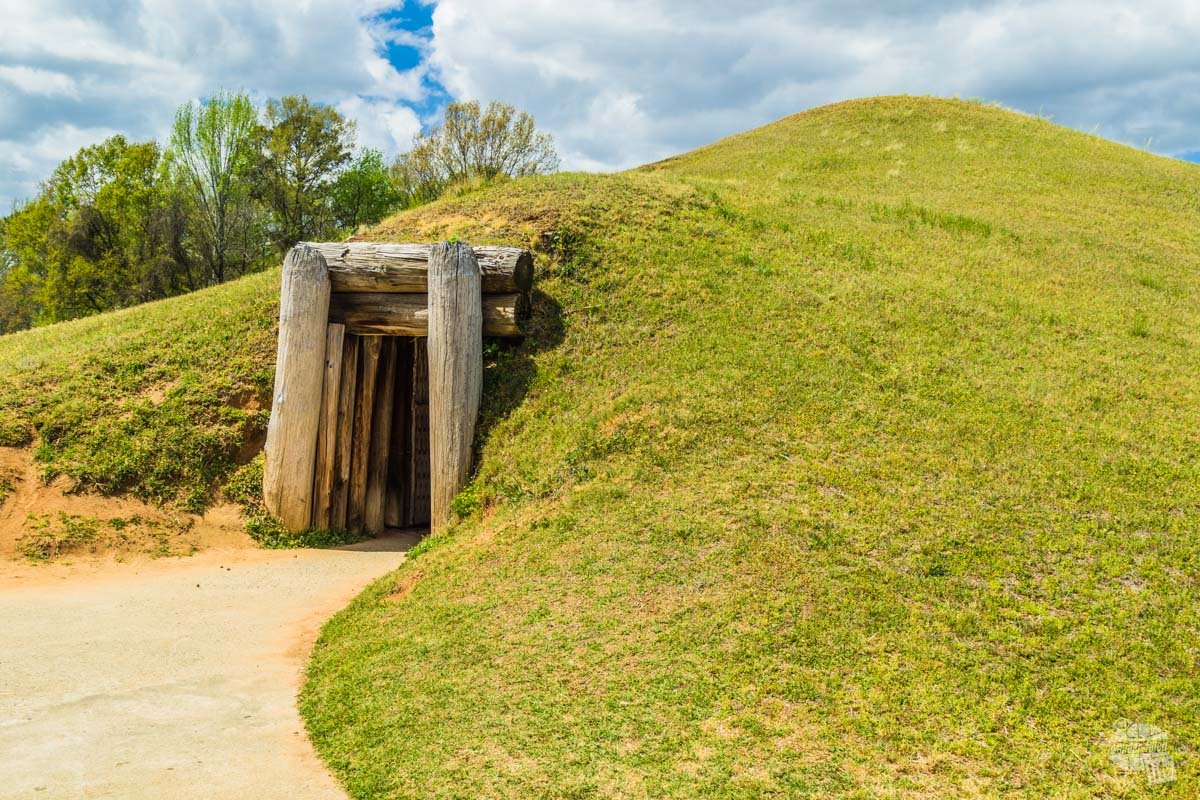 This mound at Ocmulgee National Monument was actually an earthen lodge, a place for the builders to meet  and hold ceremonies.