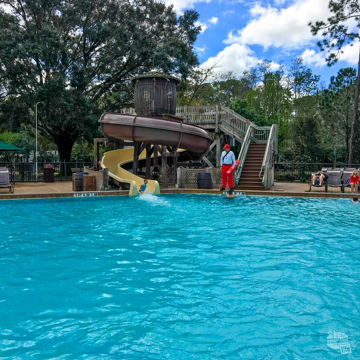 The pool at the Fort Wilderness Campground proved irresitable to the girls.