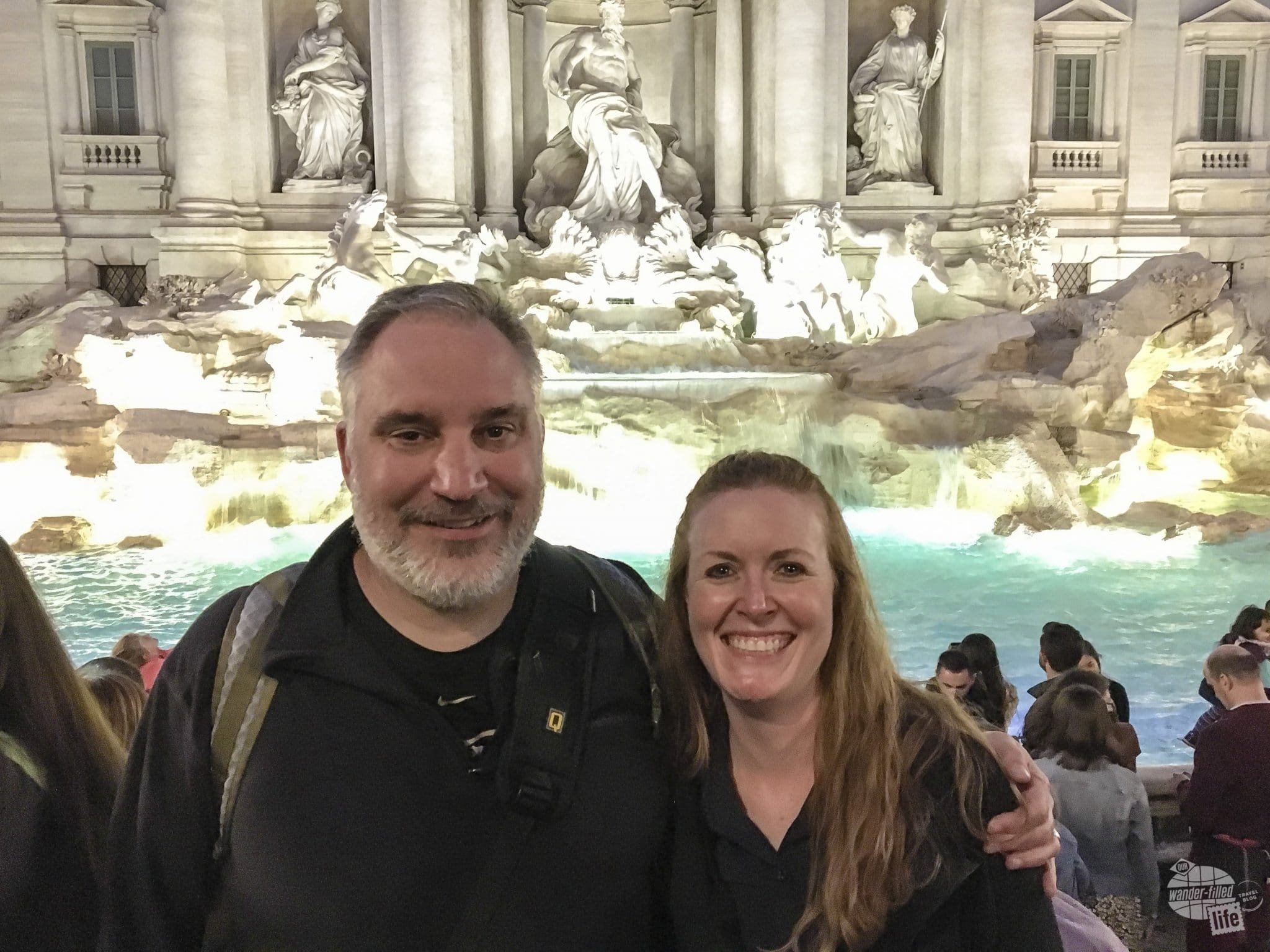Grant and Bonnie at the Trevi Fountain. We definitely made a point to purchase the optional travel insurance before heading off on our Italian field trip!