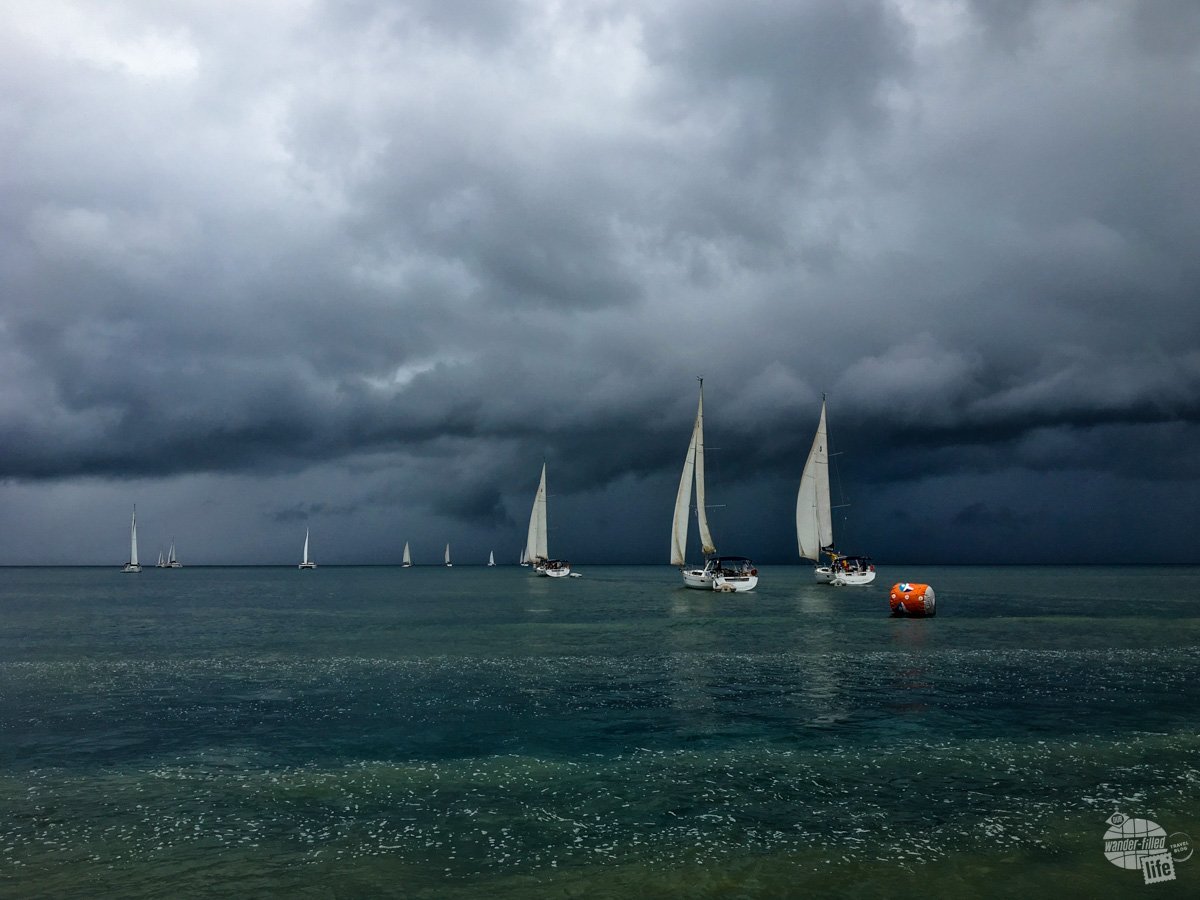One of the cool things we got to see on the cruise to the Pitons was a sailing regatta underway. It also gives you an idea of the incoming weather returning to the ship.