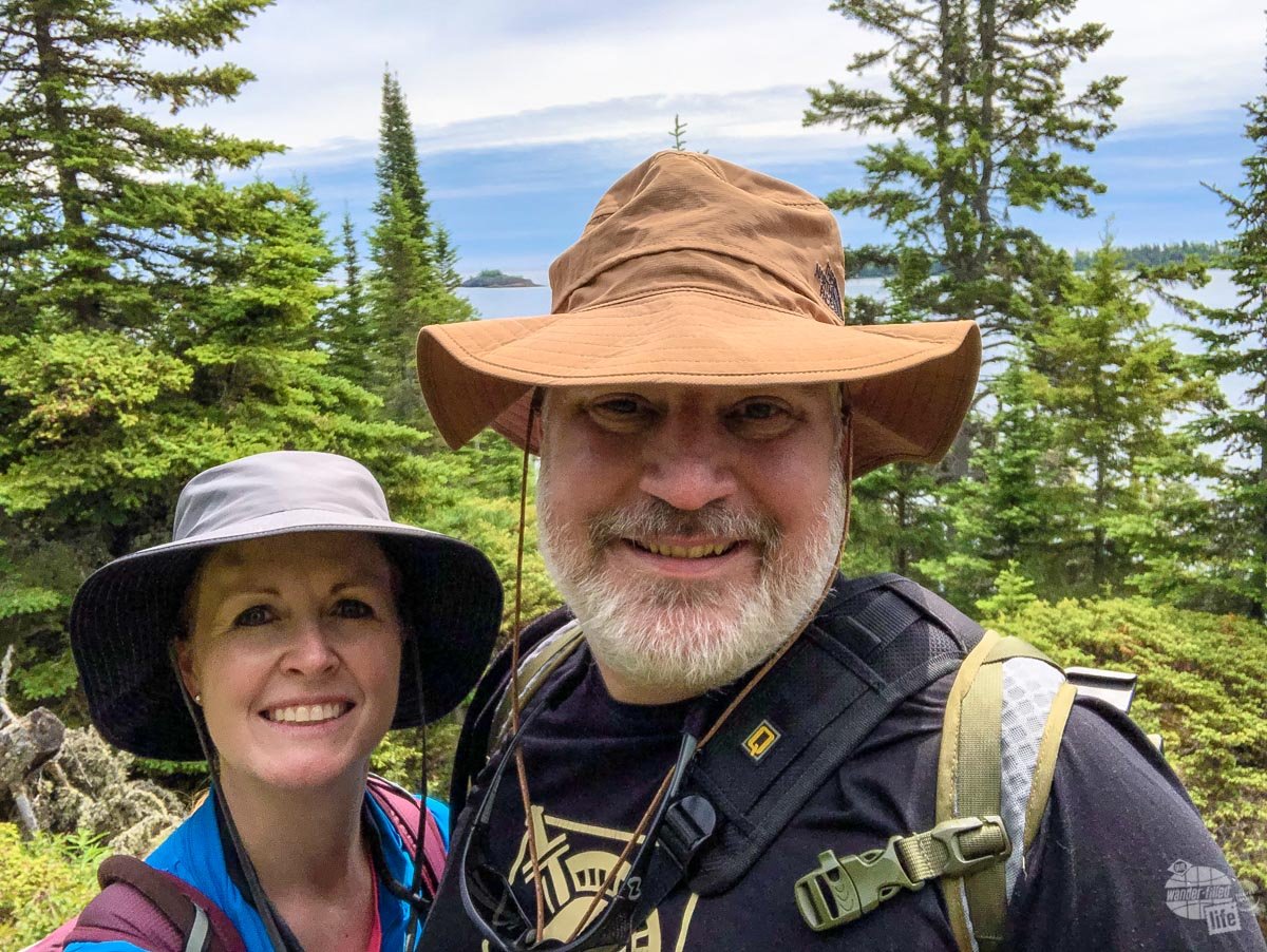 Grant and Bonnie hiking on Isle Royale National Park.