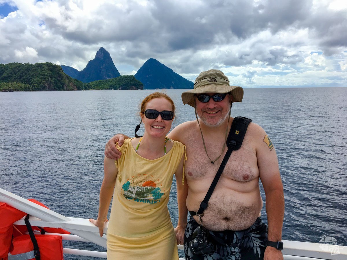 A quick shot with the Pitons in the distance.