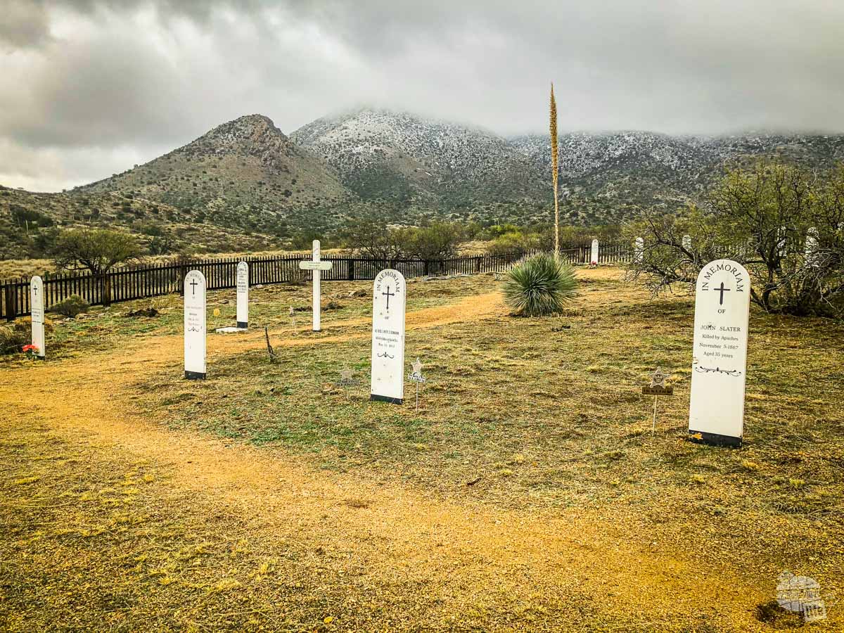 The Fort Bowie Post Cemetery. Several of the graves are for Civil War veterans who fell to the Apache.