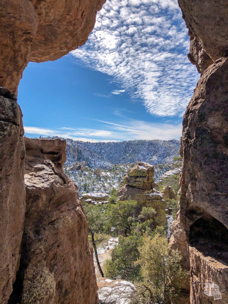 Looking through the gap at Chiricahua National Monument.