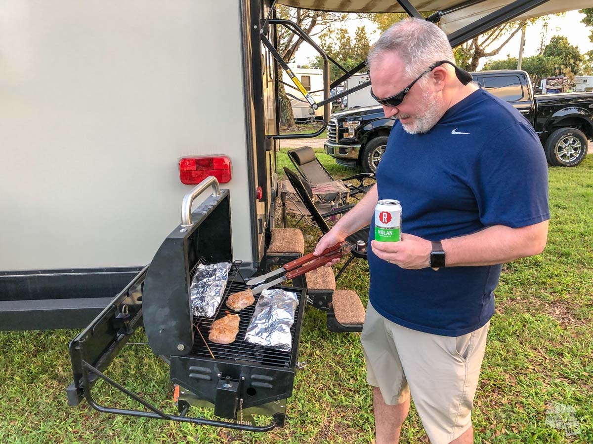 Grilling up some dinner during a visit to the South Florida national parks.