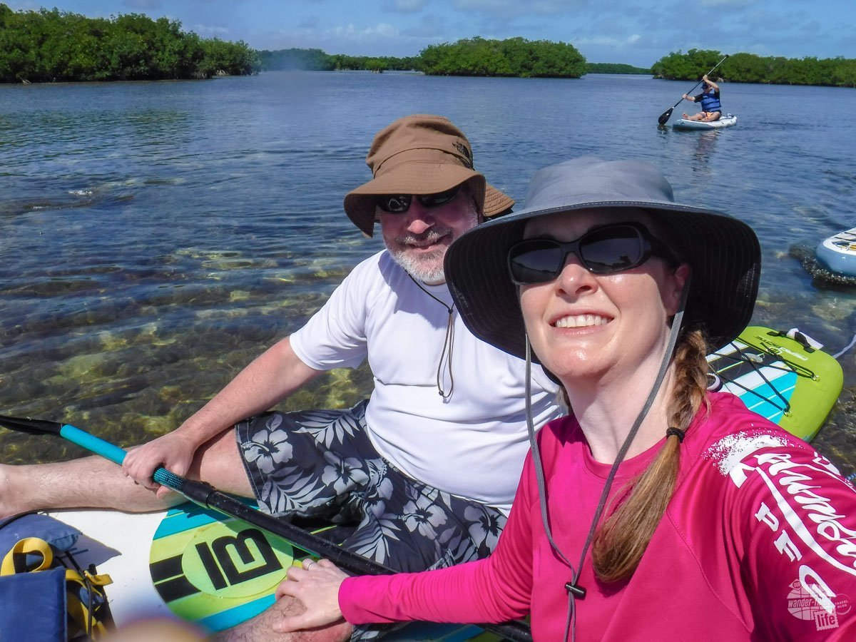 Grant and Bonnie take a break while paddleboarding in Biscayne National Park.