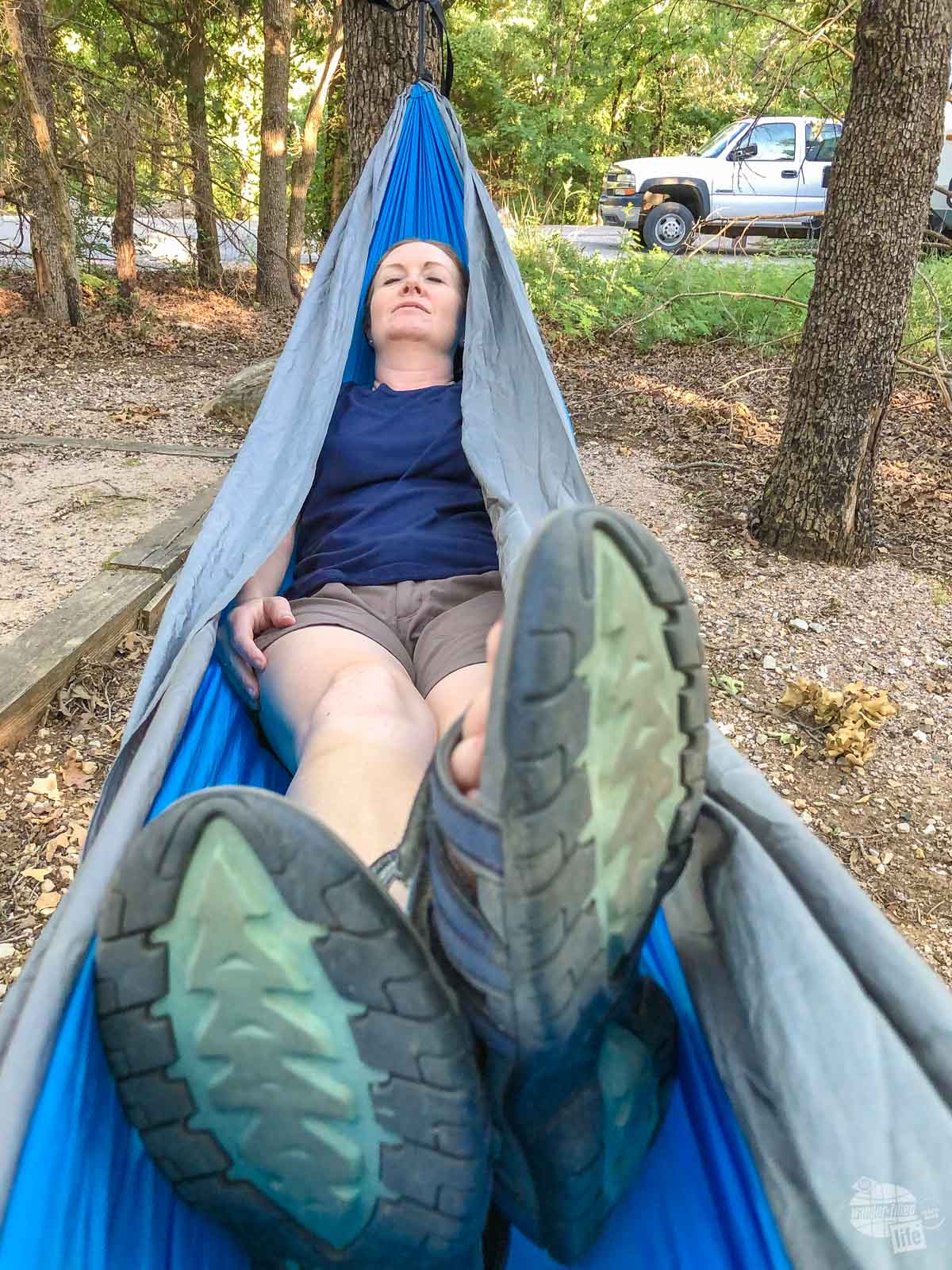 Bonnie relaxing in the hammock at Chickasaw National Recreation Area.
