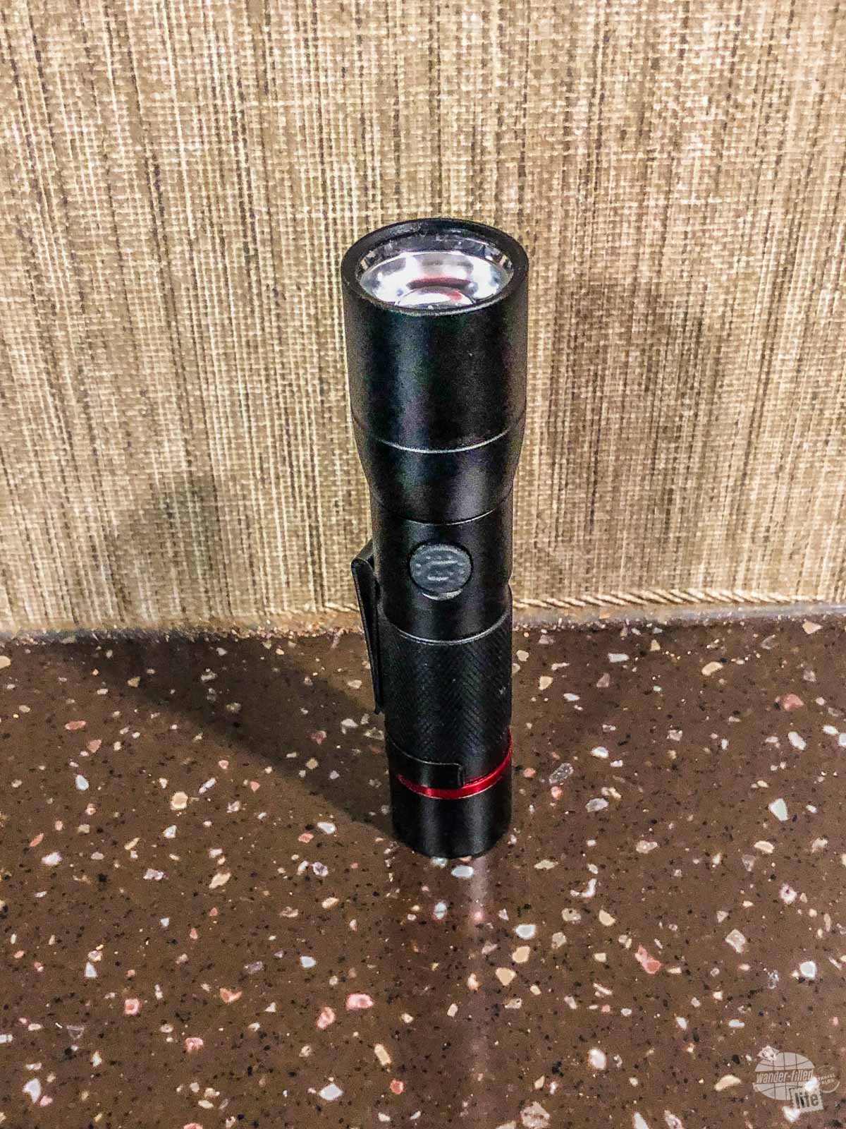 A USB-rechargeable flashlight we got from Cairn.