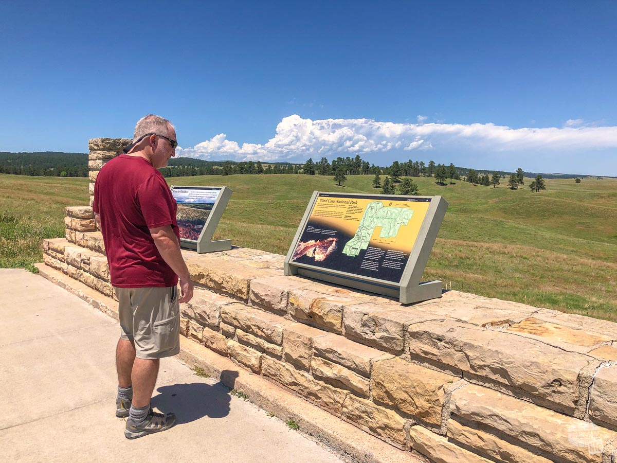 Grant checking out one of the interpretive signs in Wind Cave National Park.