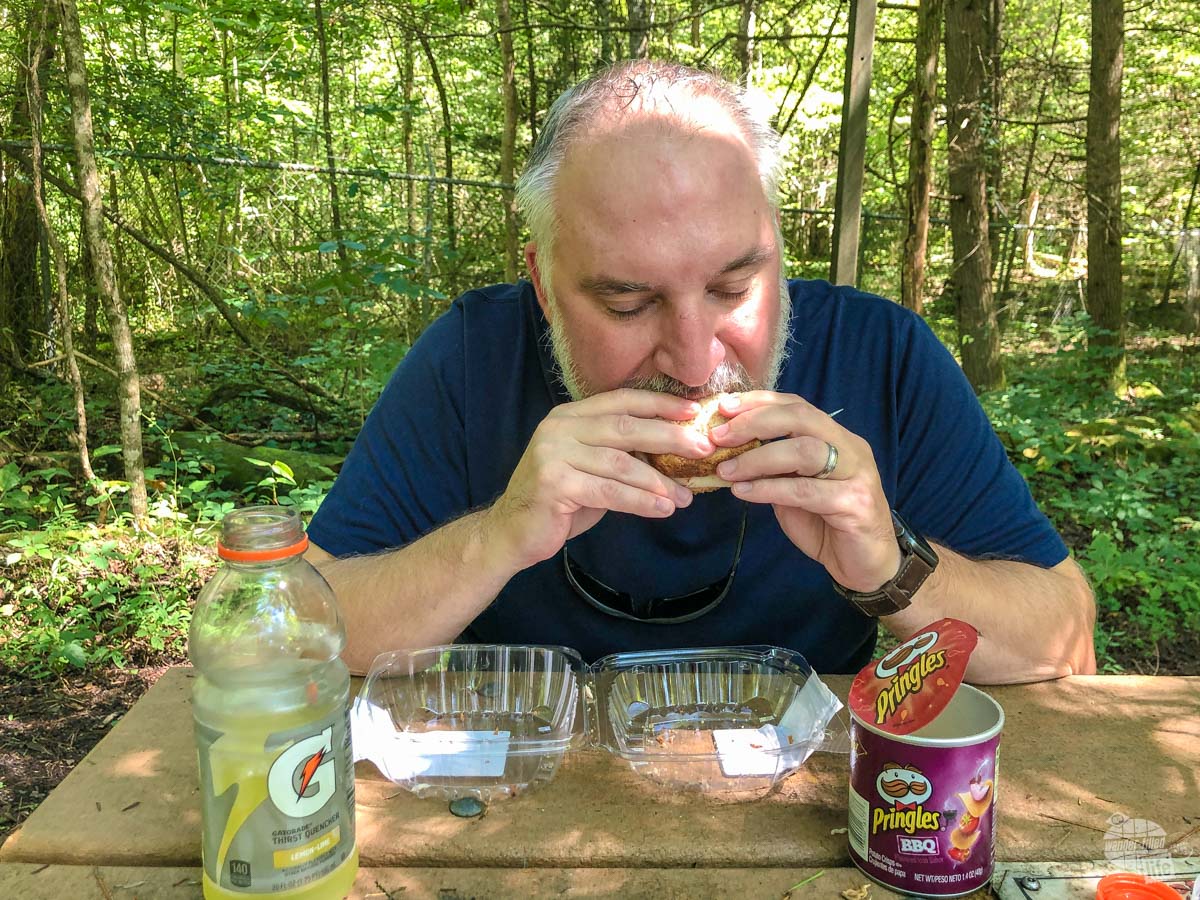Picnic lunch from the local grocery store before hitting the trail.