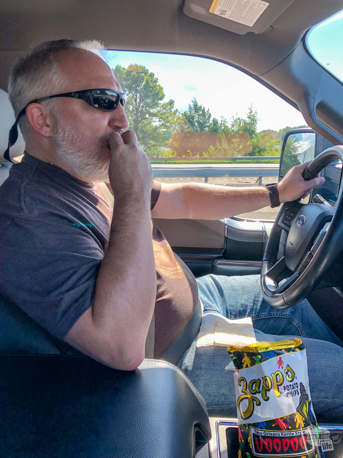 One of Grant's favorite road trip snacks: Zapp's Voodoo Kettle Chips