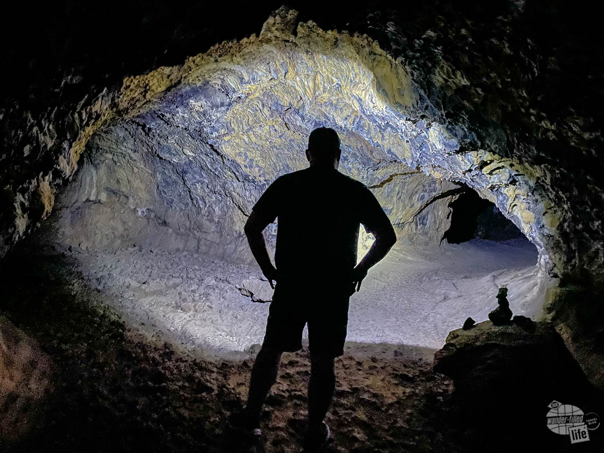 Grant inside Gold Dome Cave in Lava Beds National Monument